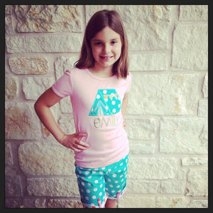Girl's Glaming Tent Personalized Applique Tshirt
