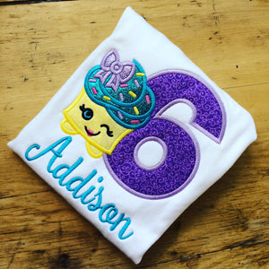 Shopkins Birthday Cupcake Inspired Appliquéd Birthday Tshirt Your choice of number or letter