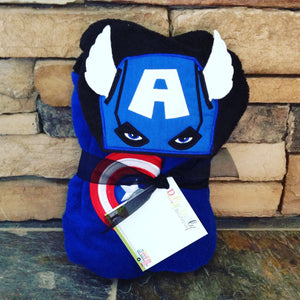 Captain America Inspired Hooded Towel, Kids Large Hooded Towel, Baby Large Hooded Towel