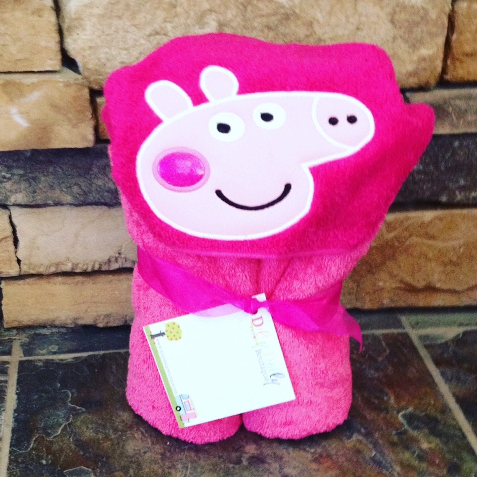 Peppa Inspired Hooded Towel, Kids Large Hooded Towel, Baby Large Hooded Towel