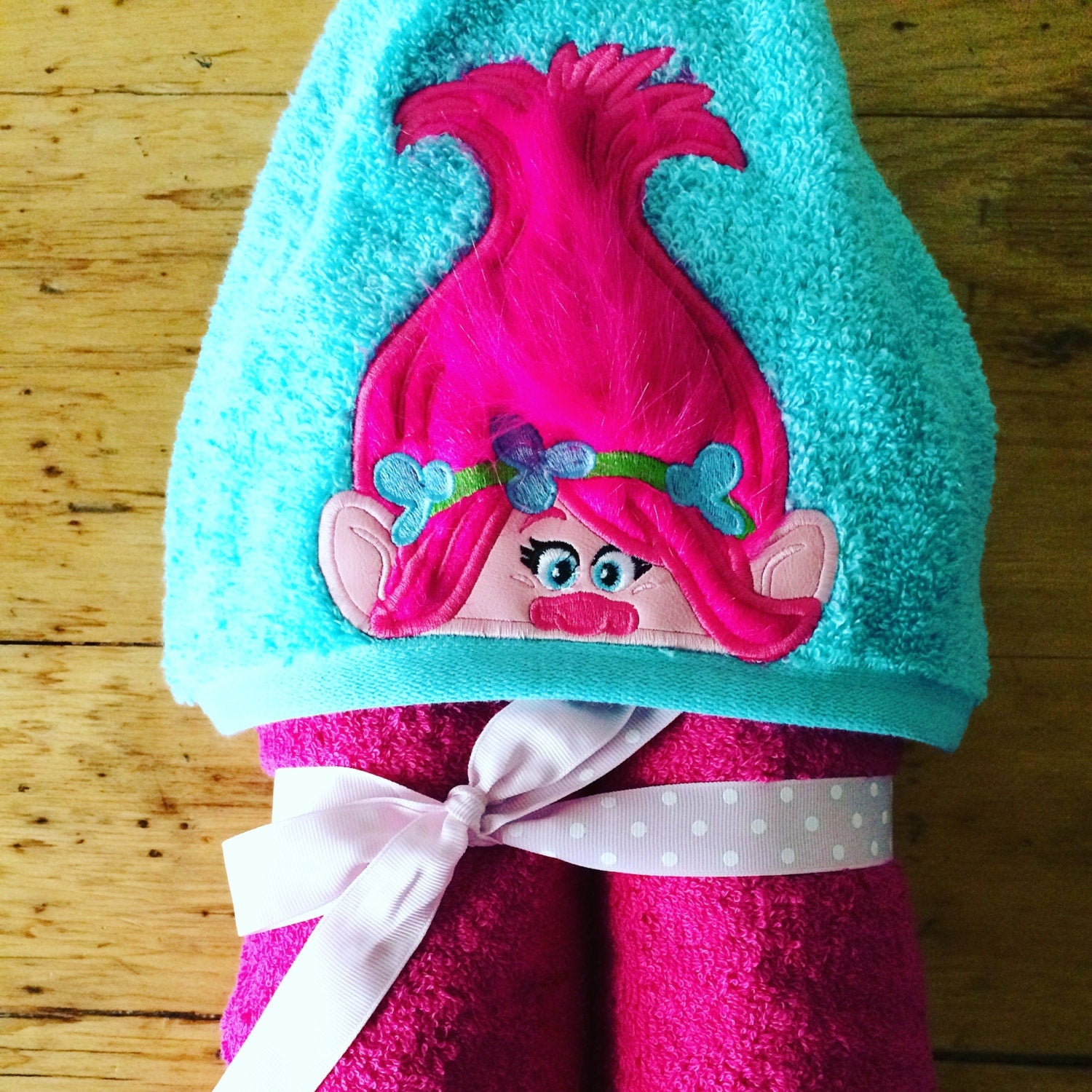 Princess Troll or Boy Troll Inspired Hooded Towel, Kids Large Hooded Towel, Baby Large Hooded Towel