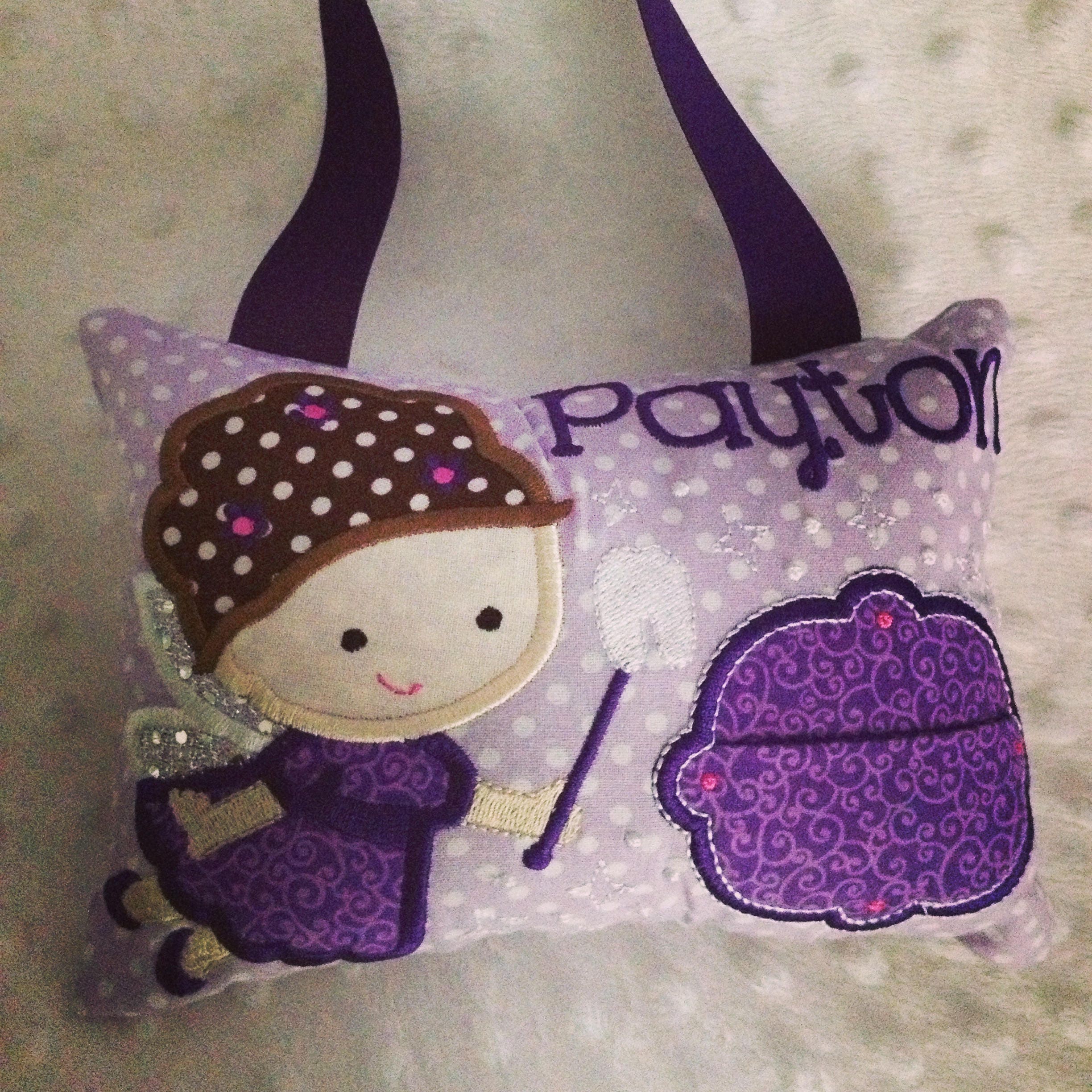 Girl's Tooth Fairy Pillow in Purple and Lavender, door or bedpost hanger, ToothFairy Pillow, Tooth Pillow