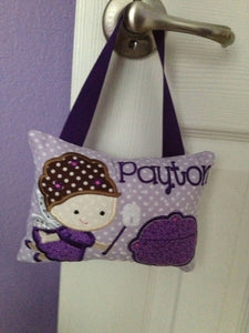 Girl's Tooth Fairy Pillow in Purple and Lavender, door or bedpost hanger, ToothFairy Pillow, Tooth Pillow