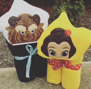 Belle and The Beast Inspired Hooded Towels, Kids Large Hooded Towel, Baby Large Hooded Towel