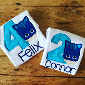 Cat Boy personalized Birthday Tshirt Your choice of number