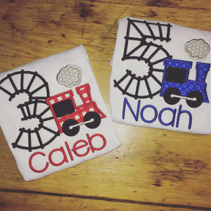 Boy's Train personalized Birthday Tshirt Your choice of number, Railroad Track Birthday Shirt