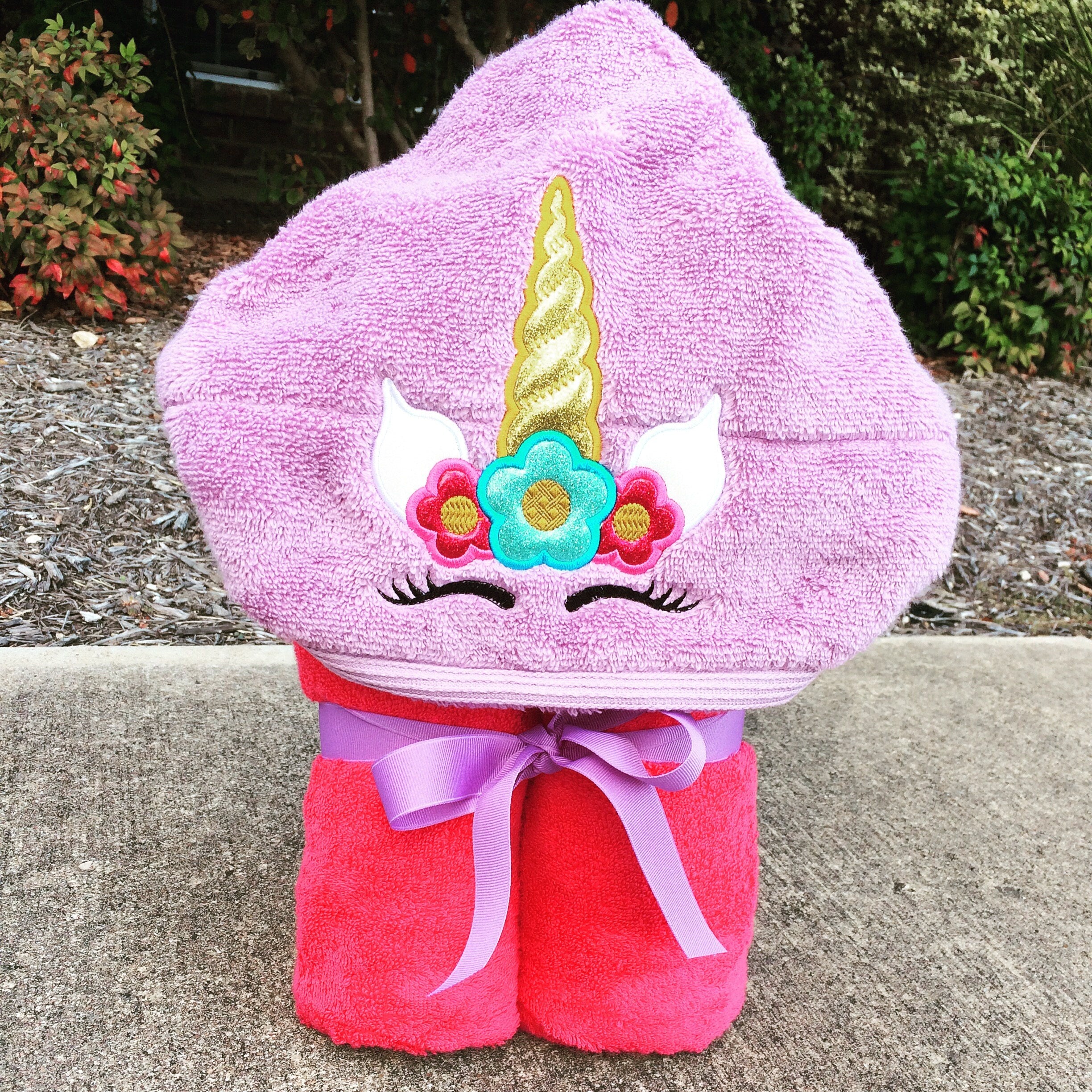Mod Unicorn Appliqued Hooded Towel, Kids Large Hooded Towel, Baby Large Hooded Towel