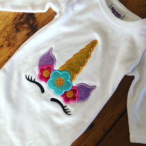 Mod Unicorn Baby Gown, Unicorn Baby Gown, Personalized Baby Gown