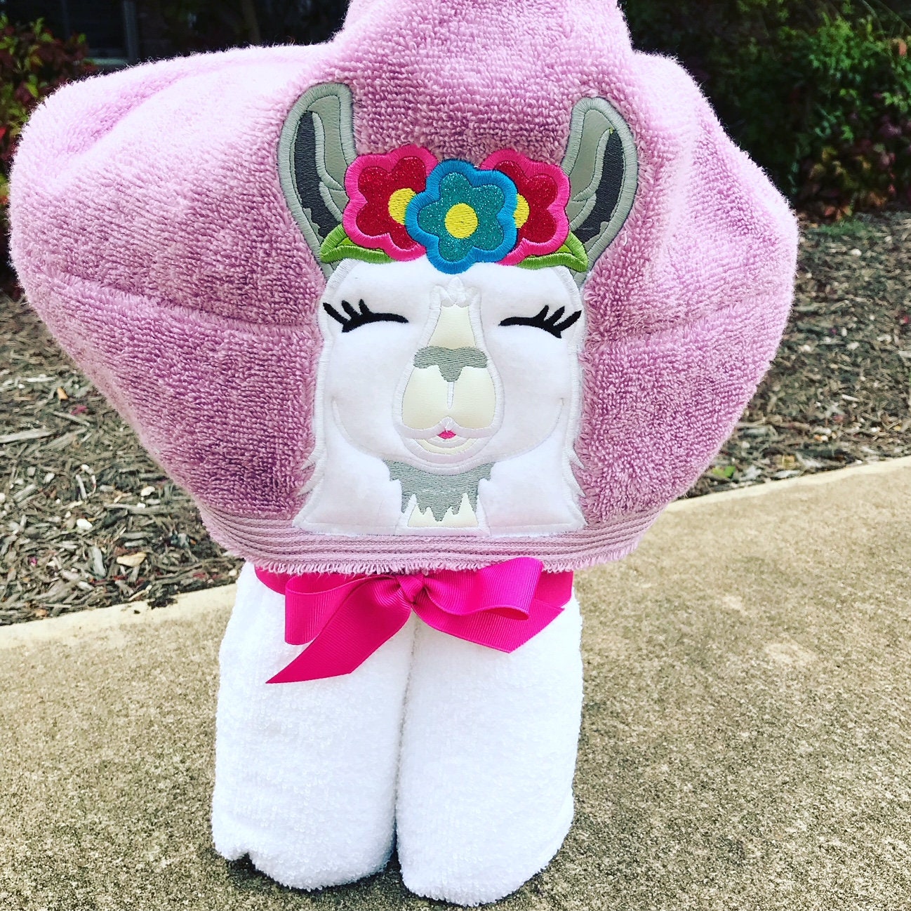 Girl Llama Hooded Towel for kids, Large Kids Hooded Towel