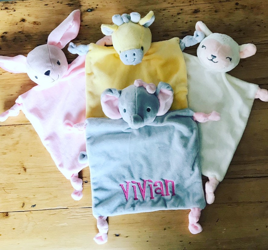 Personalized Bunny, Giraffe, Unicorn and Elephant Baby Lovies