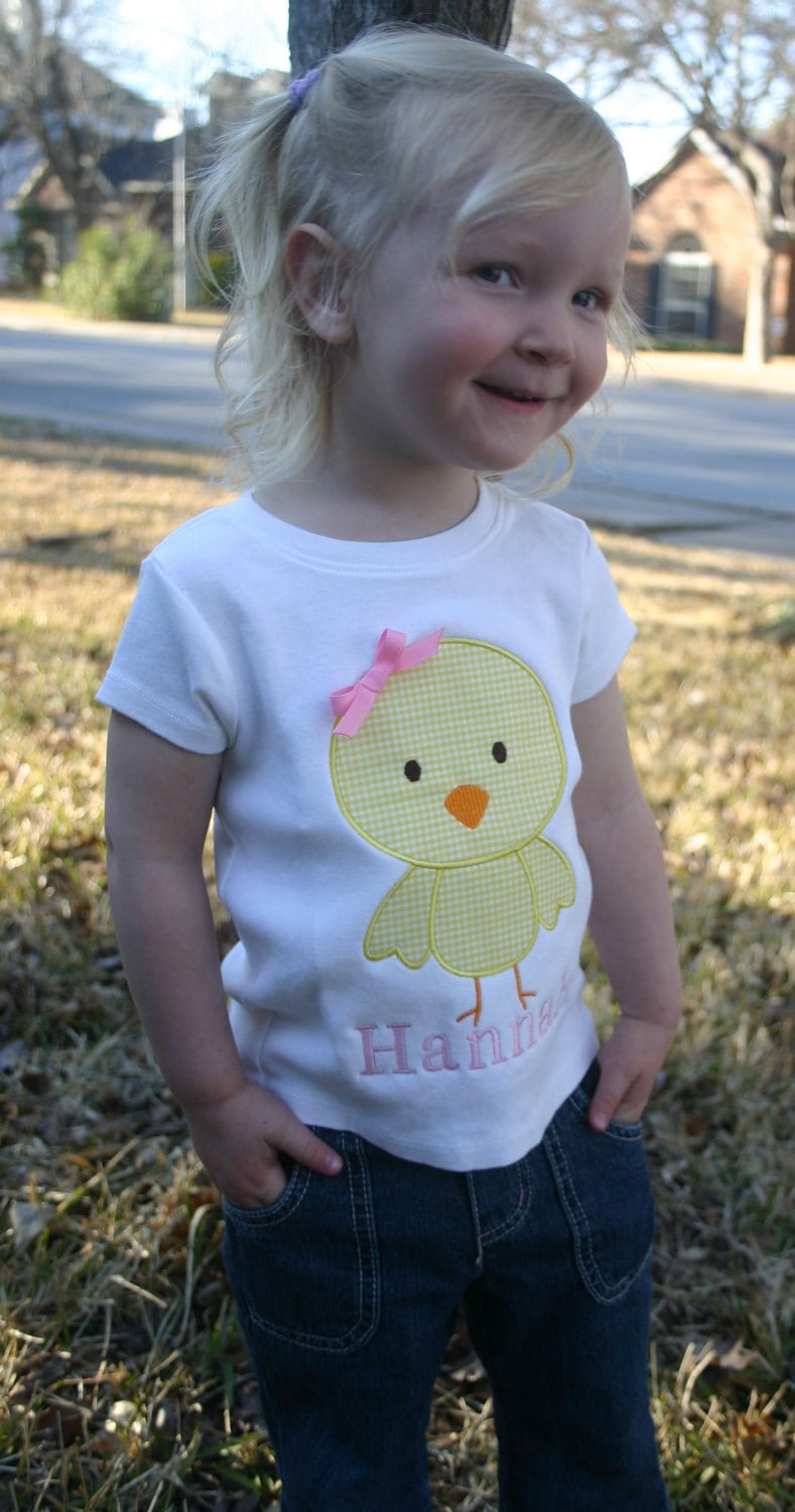 Custom Boutique Baby Chick Appliqued Tshirt or Body Suit