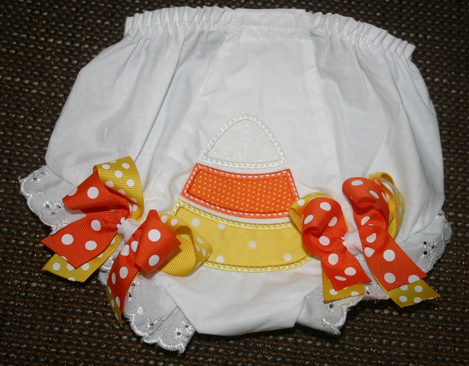 Whimsical Candy Corn Halloween Baby Bloomer Diaper Cover, Halloween Bloomers, Candy Corn Bloomers, Girls Halloween Bloomers