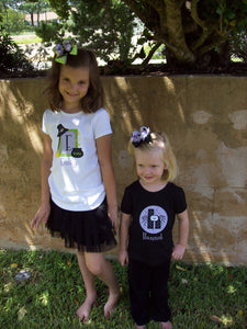 Girl's Spiderbet Personalized Halloween Initial Appliqued Tee