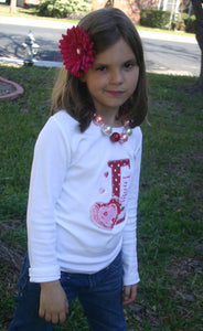 Shabby Heart Valentines Initial Appliqued Tee