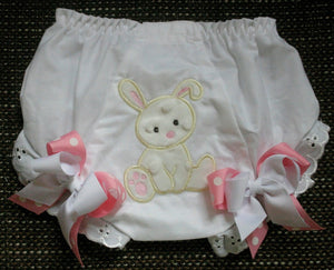 Custom Boutique Baby Bunny Appliqued Baby bloomers diaper cover