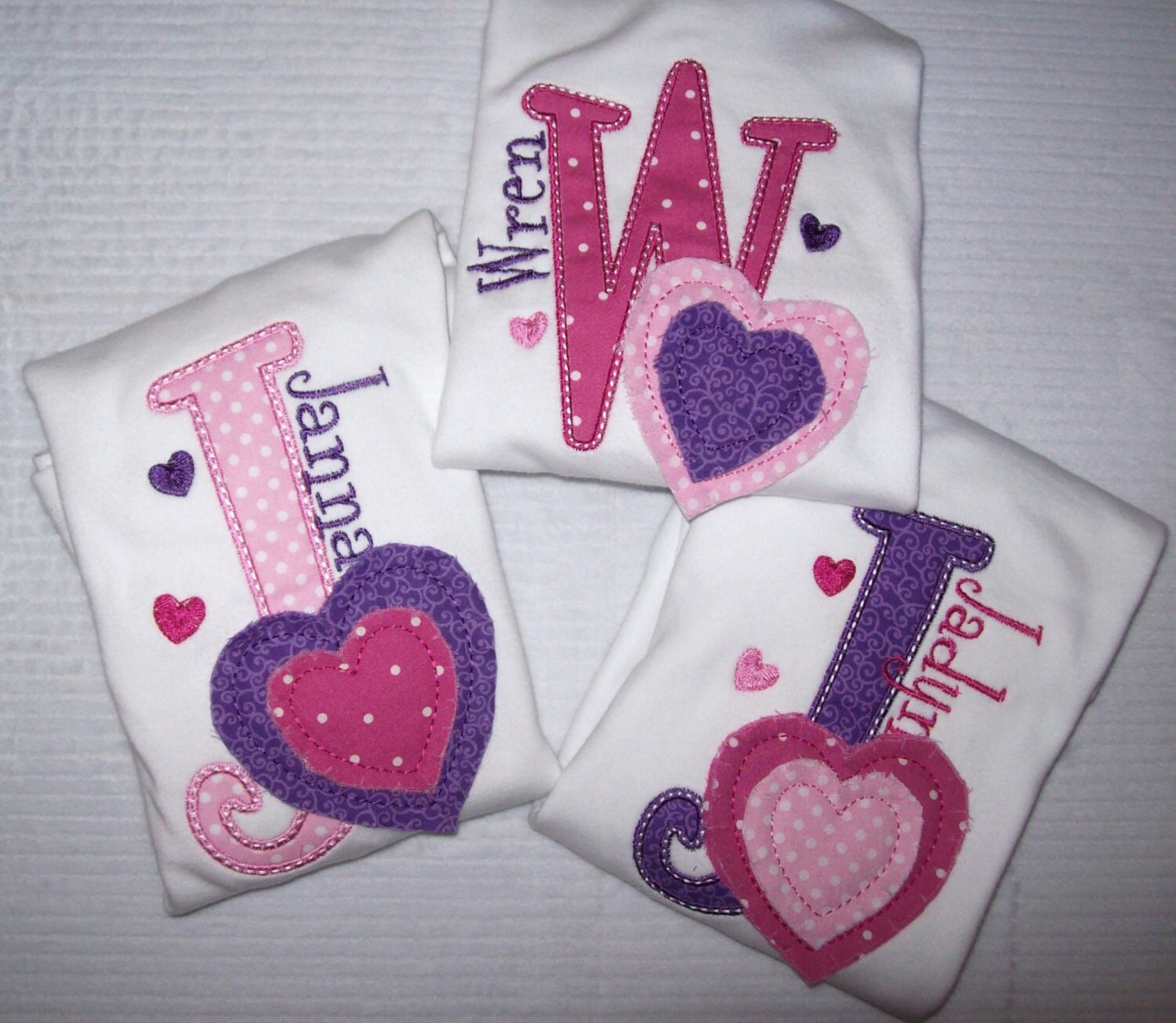 Shabby Heart Valentines Initial Appliqued Tee