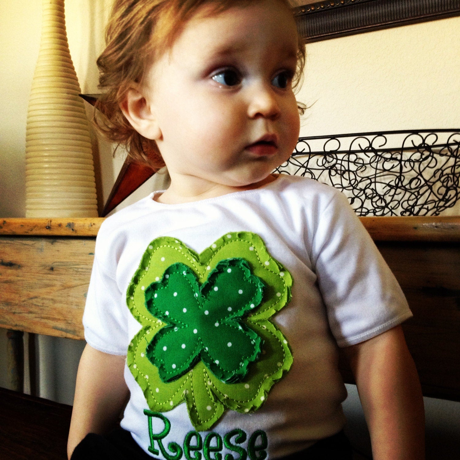 Shabby Shamrock Appliqué Tee or Onsie