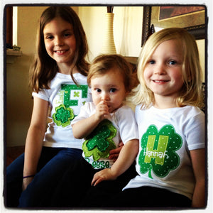 Shabby Shamrock Alpha Appliqué Tee or Onsie