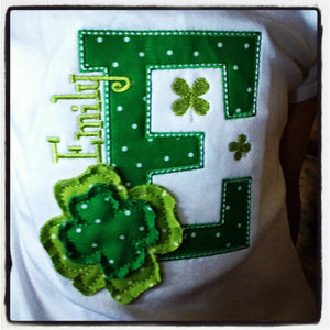 Shabby Shamrock Alpha Appliqué Tee or Onsie