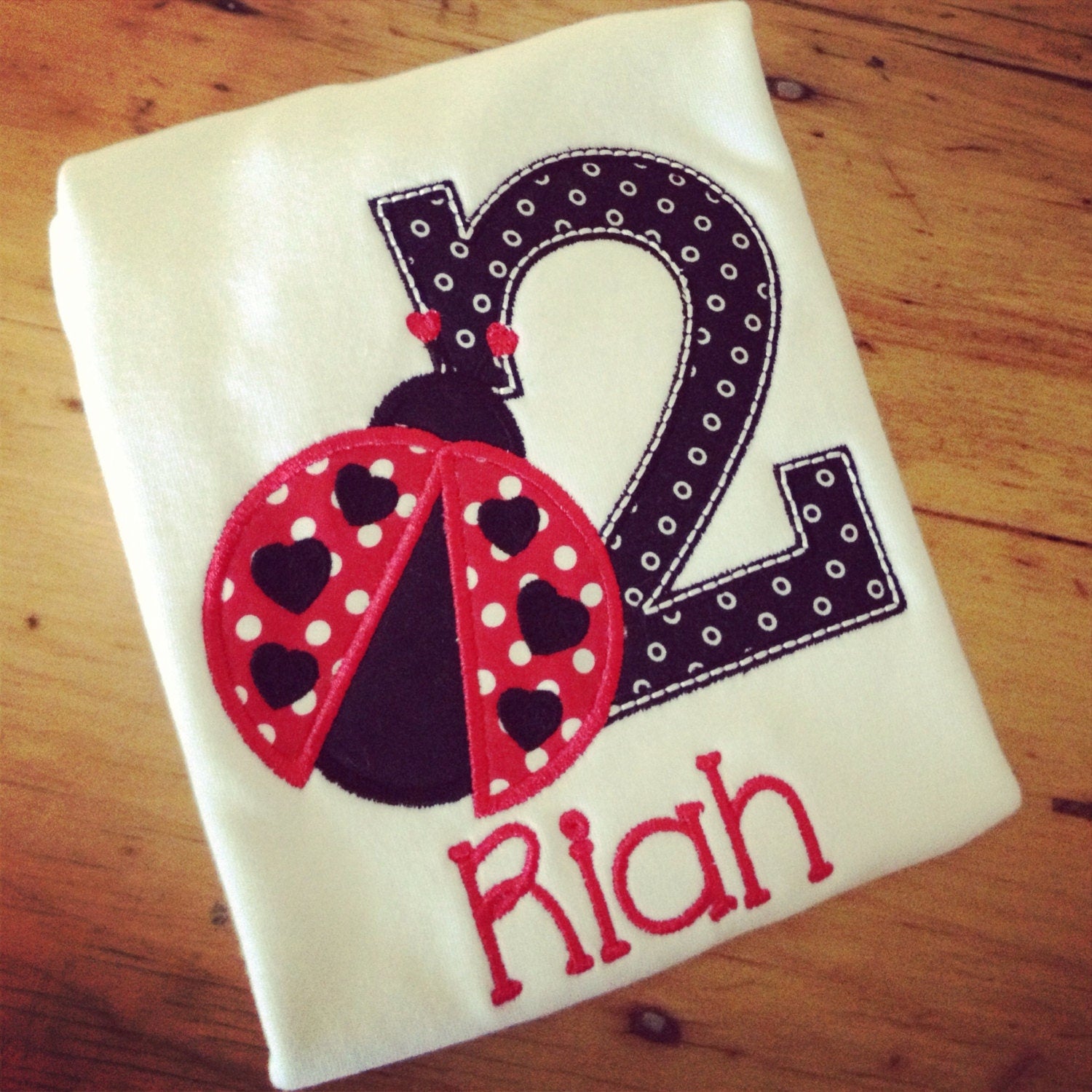 Little Lady Ladybug Birthday Appliqued Tee Your choice of number or letter