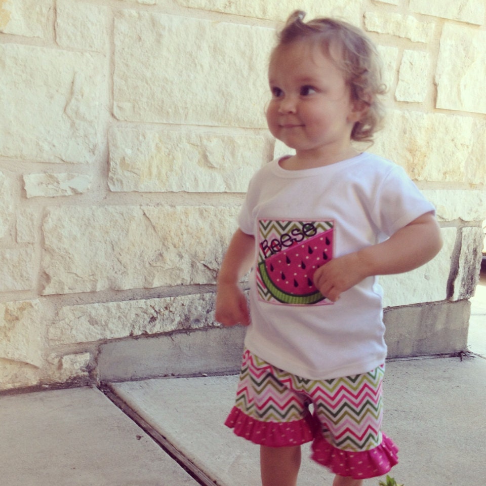 Girl's Watermelon Box Applique Tshirt