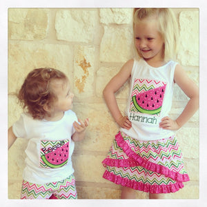 Girl's Watermelon Box Applique Tshirt