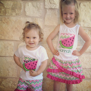 Girl's Watermelon Box Applique Tshirt