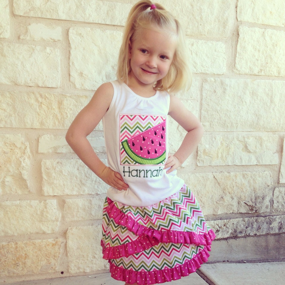 Girl's Watermelon Box Applique Tshirt