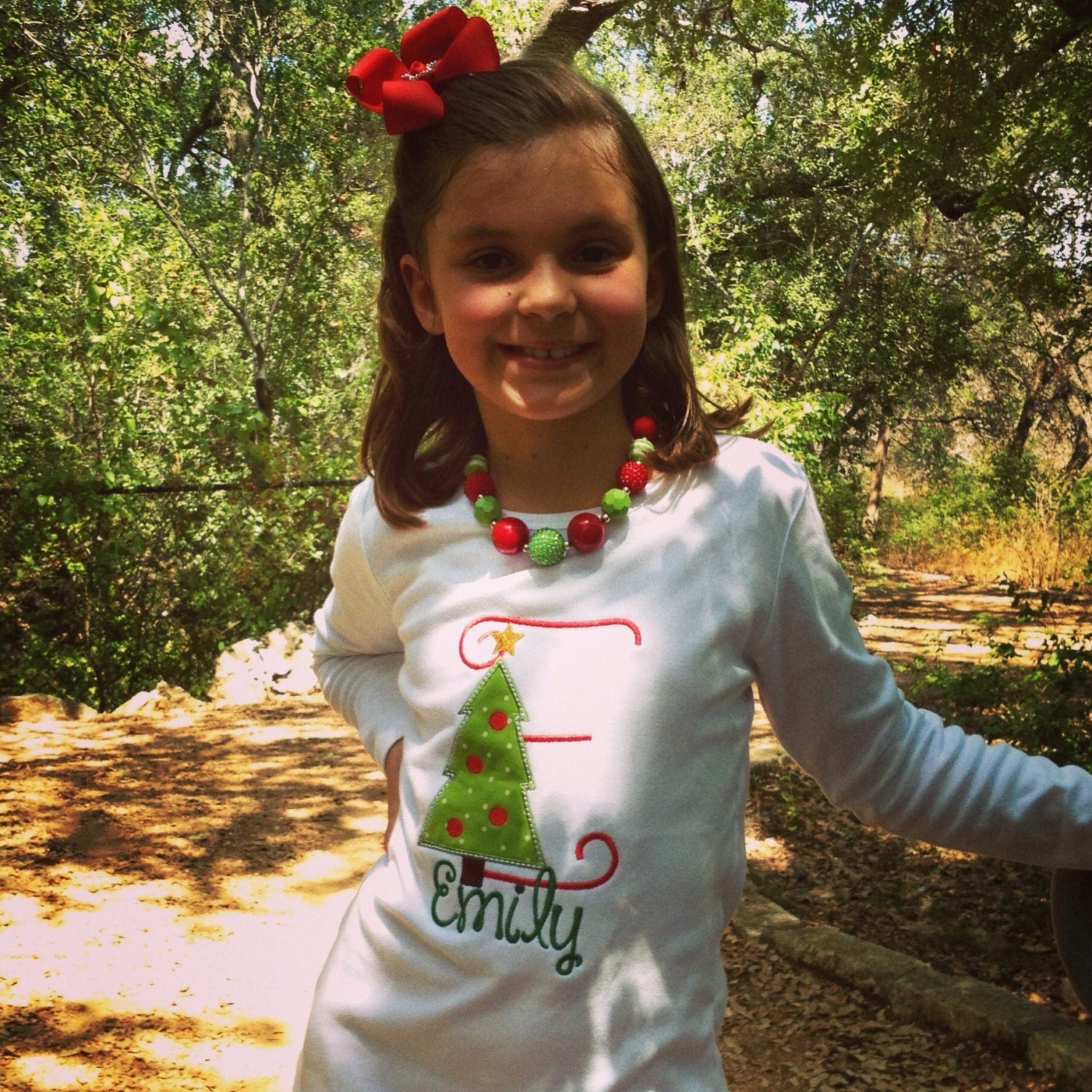 Christmas Tree Initial Personalized Appliquéd Tee