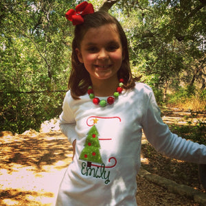 Christmas Tree Initial Personalized Appliquéd Tee