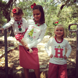 Christmas Tree Initial Personalized Appliquéd Tee