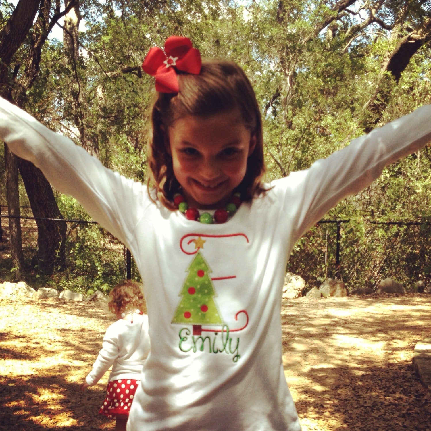Christmas Tree Initial Personalized Appliquéd Tee