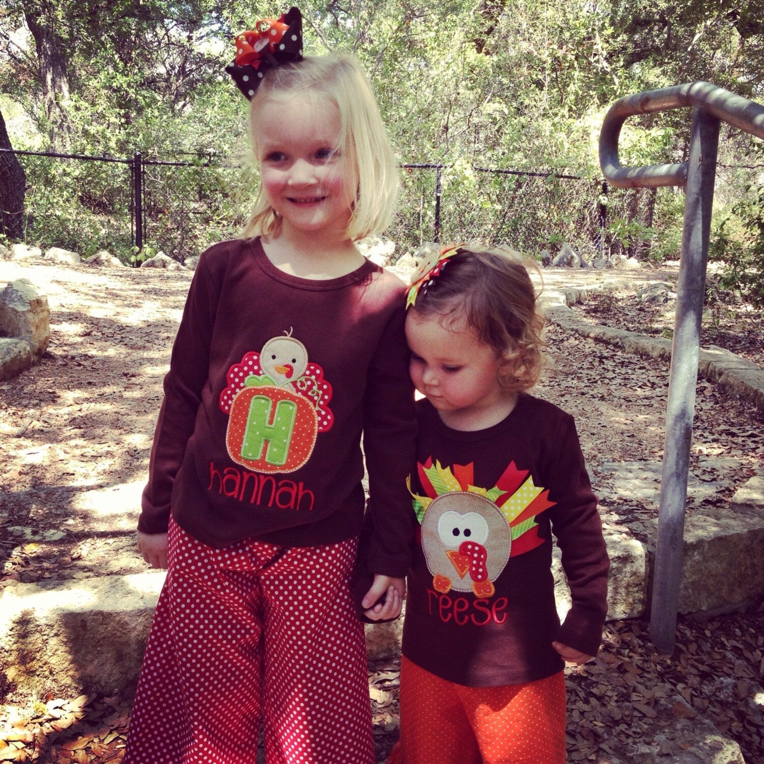 Thanksgiving Turkey Pumpkin Initial Personalized Long Sleeve Tee, Girls Thanksgiving Turkey Tshirt, Turkey Tshirt, Girls Turkey Tee