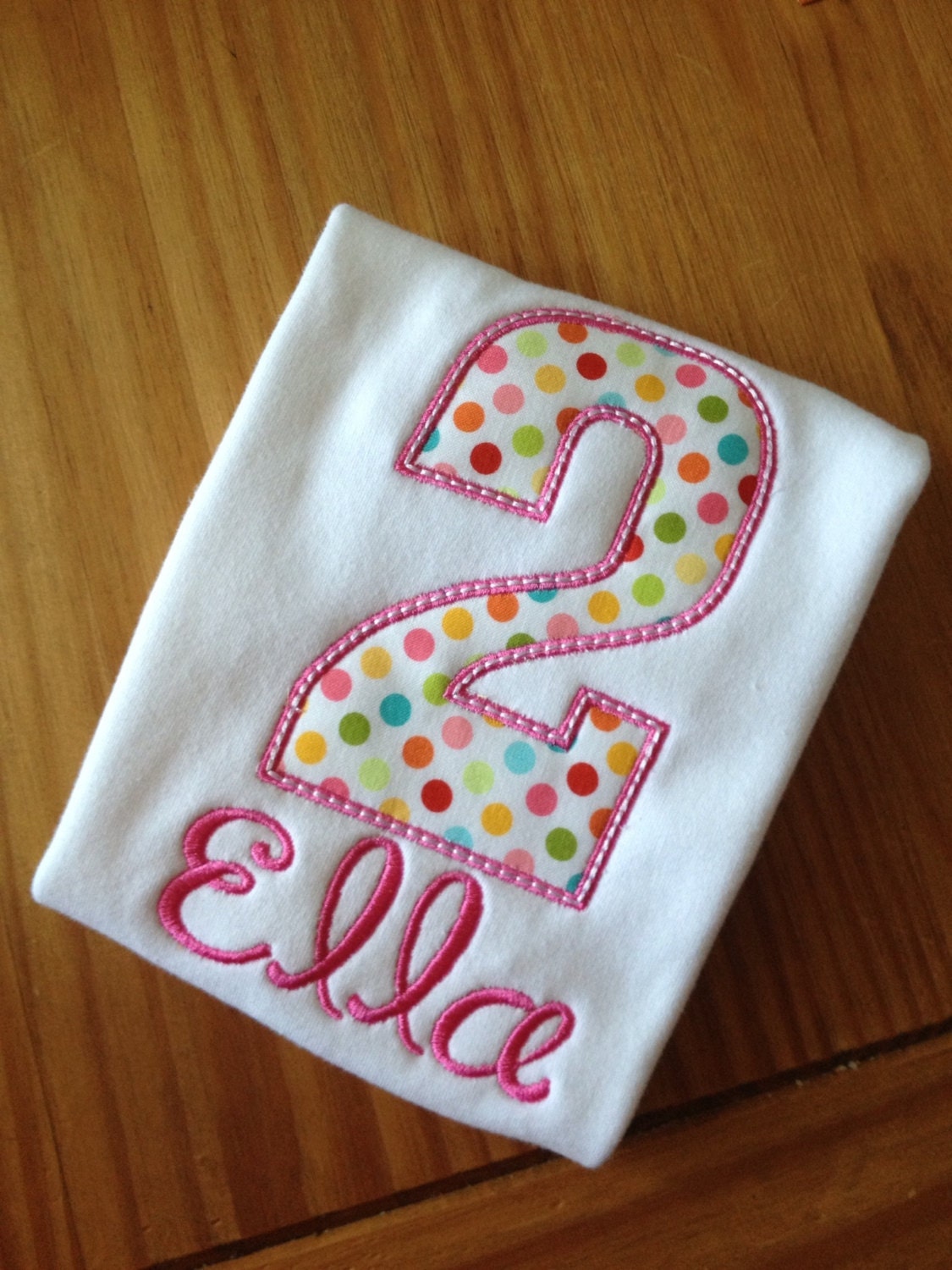 Polka Dot Birthday Number Appliqued Tee Your choice of number