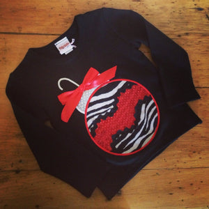 Zebra Ornament Appliqué Christmas tee