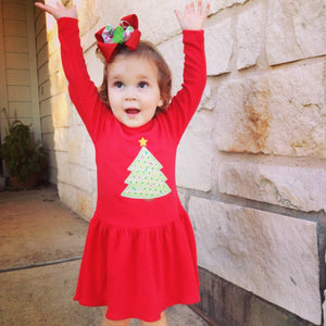 Christmas Tree Appliquéd Knit Dress