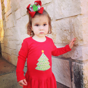 Christmas Tree Appliquéd Knit Dress