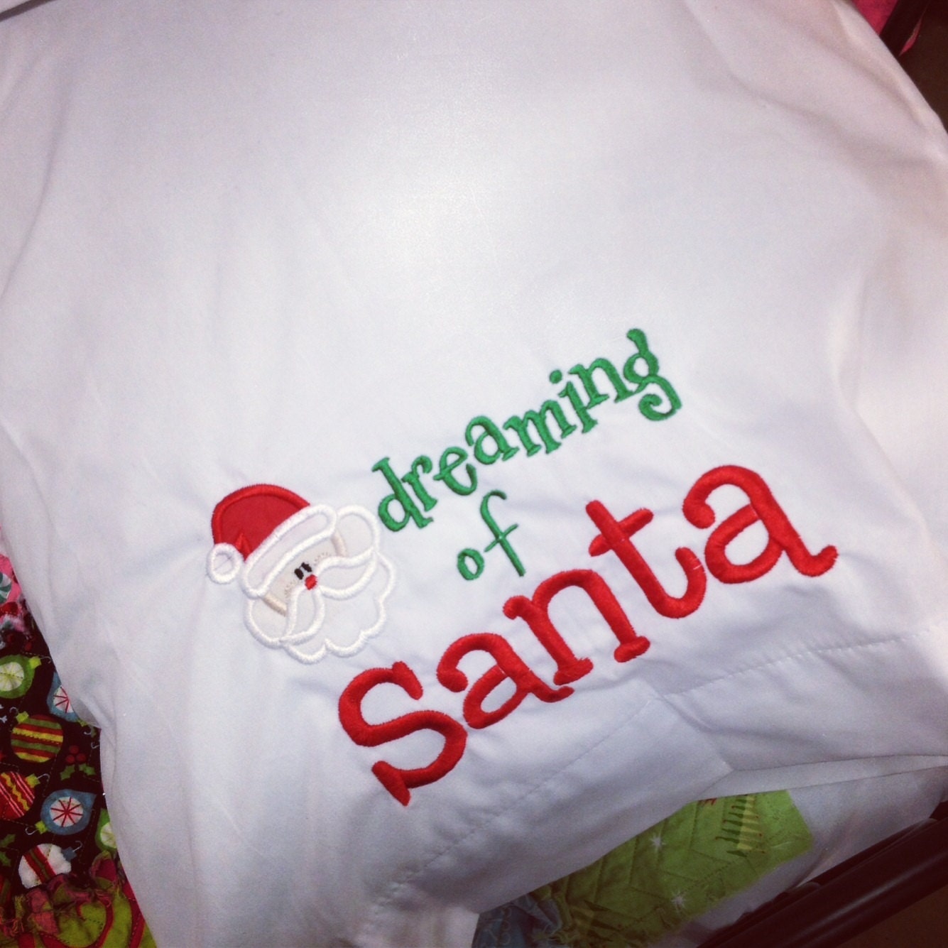 Dreaming of Santa Pillowcase, Christmas Pillowcase, santa Pillowcase, Night Before Christmas Pillowcase