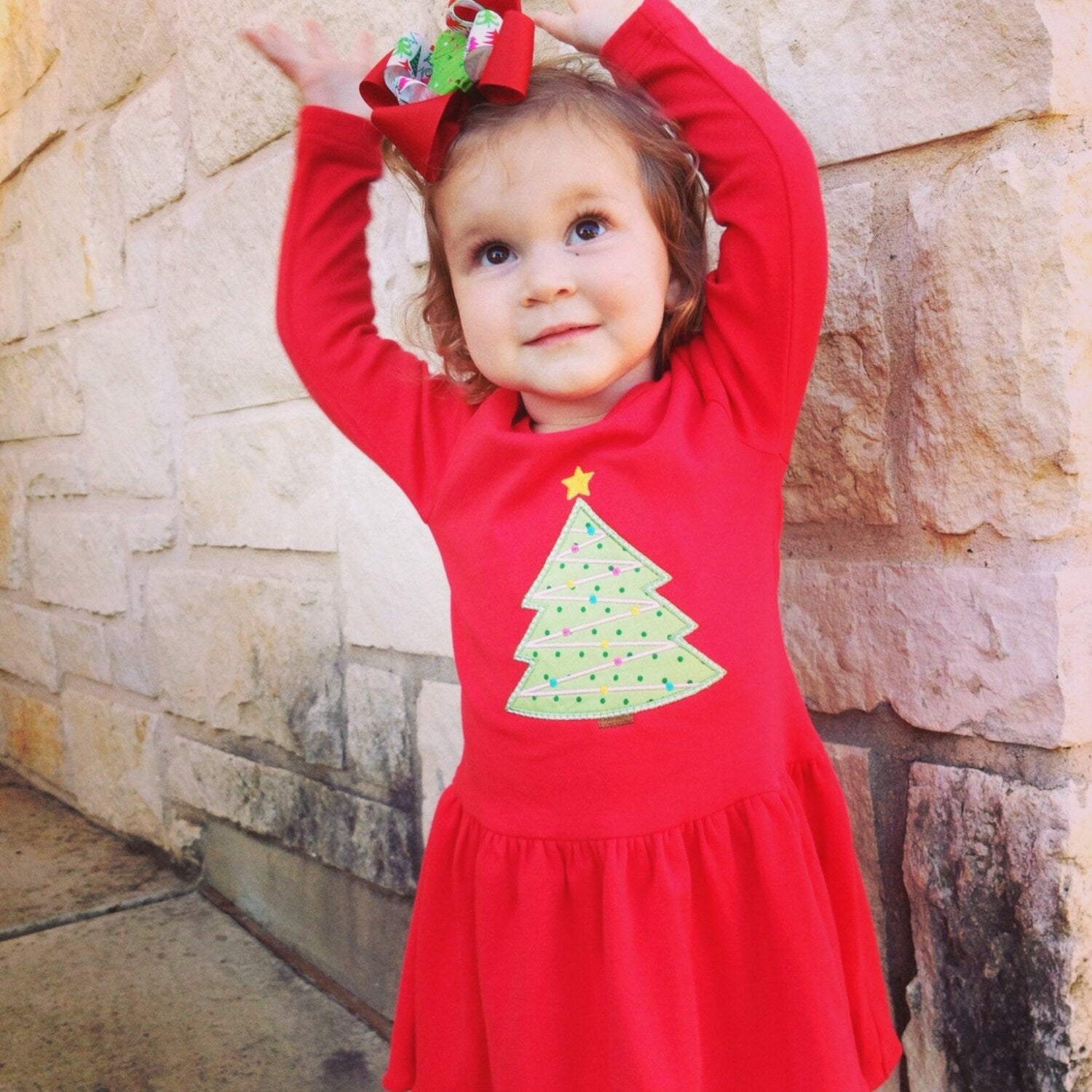 Christmas Tree Appliquéd Knit Dress