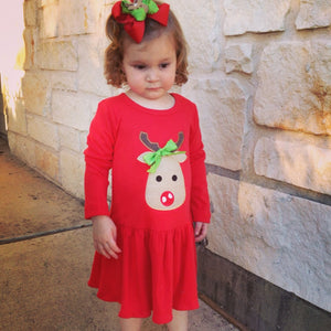 Christmas Reindeer Appliquéd Knit Dress