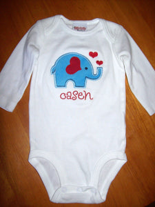 Valentines Elephant Appliqued Boys Tee