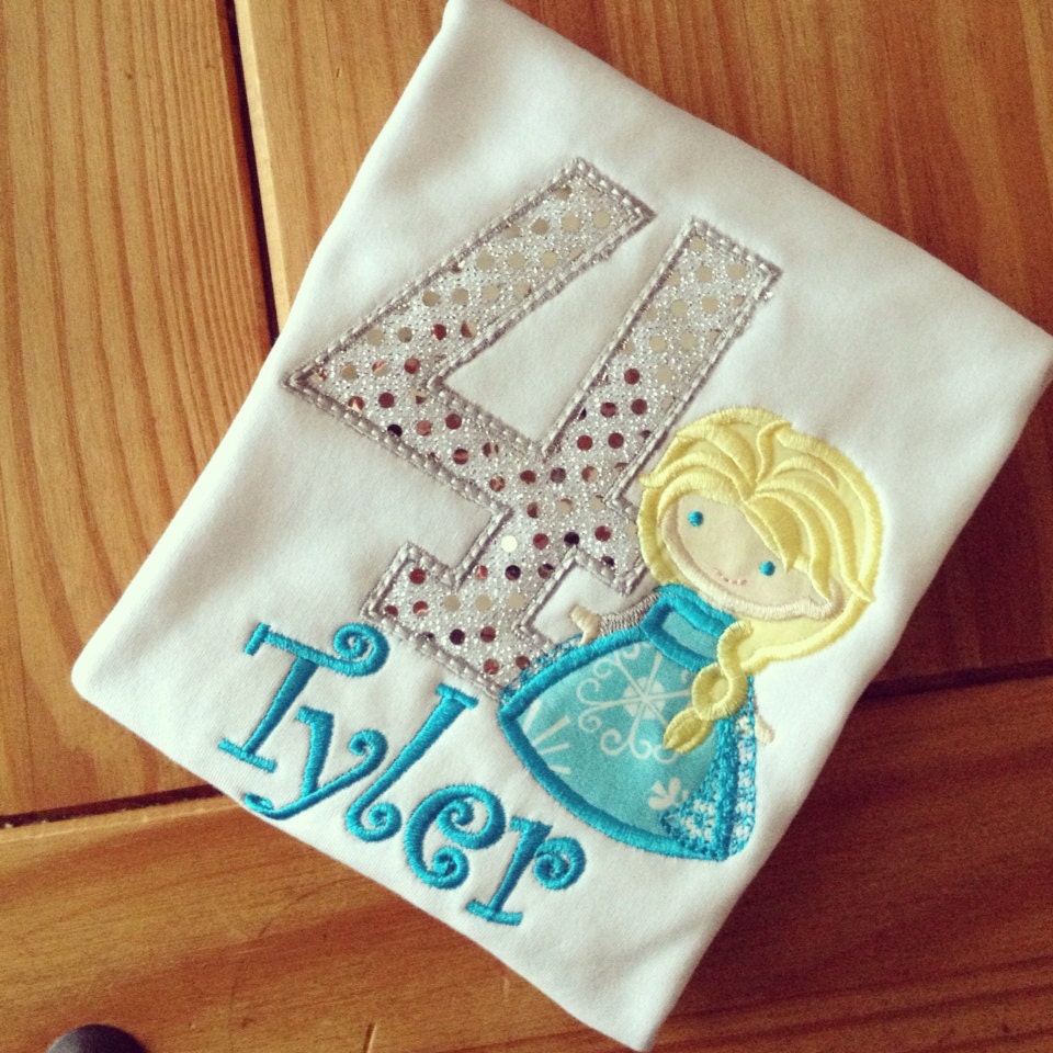 Frozen Inspired Birthday Appliquéd Tee Your choice of number or letter