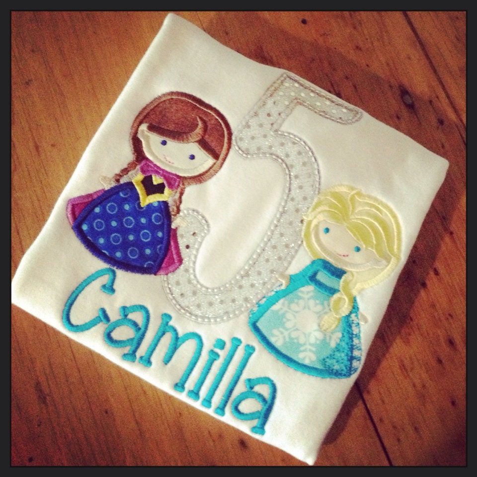 Frozen Inspired Birthday Appliquéd Tee Your choice of number or letter