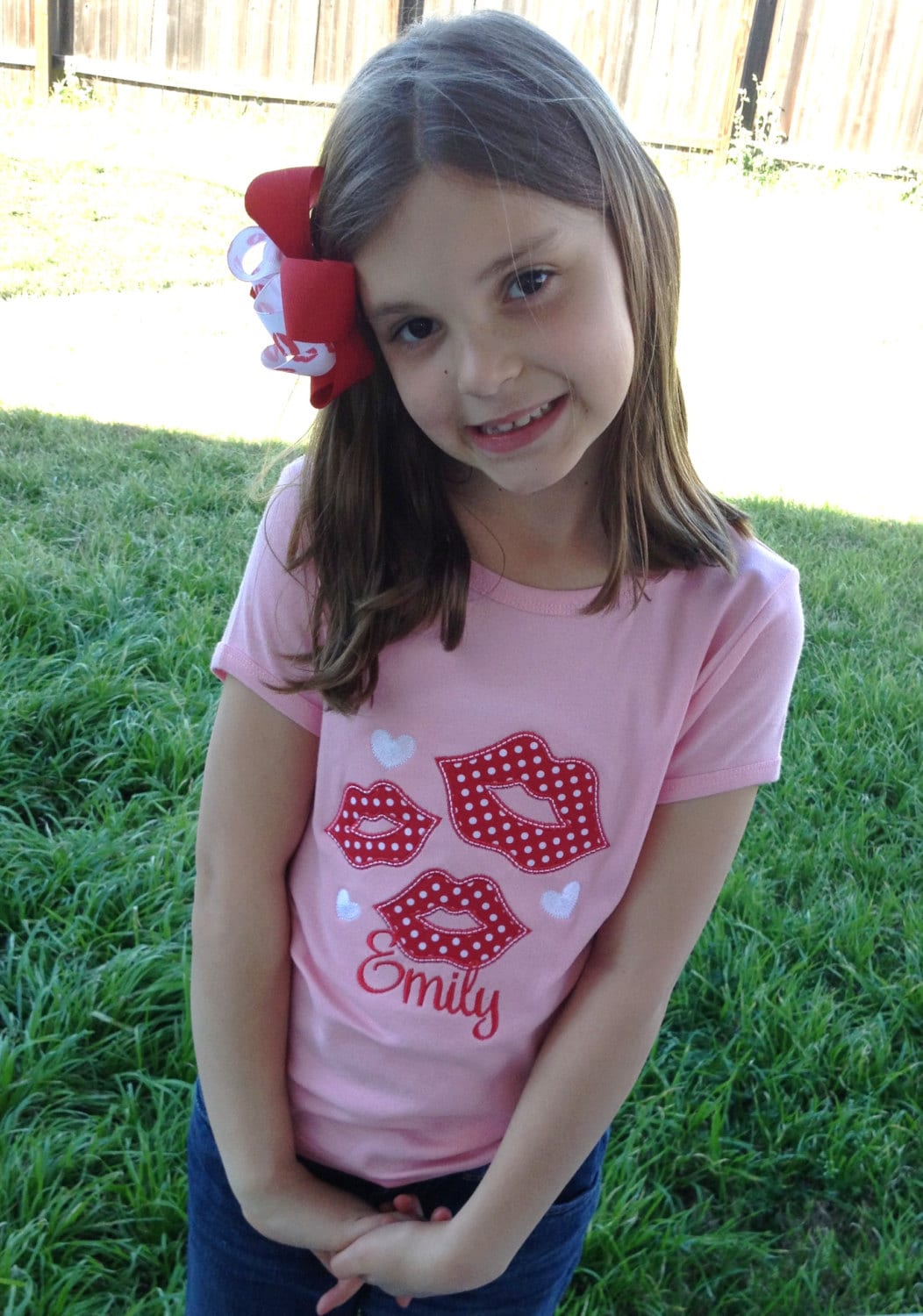 Valentines Applique Tshirt Smooches Personalized Tee