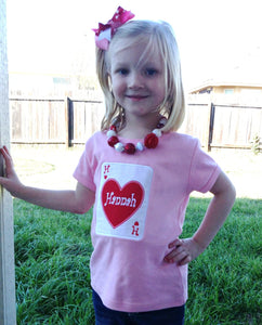 Queen of Hearts Valentines Initial Appliqued Tee