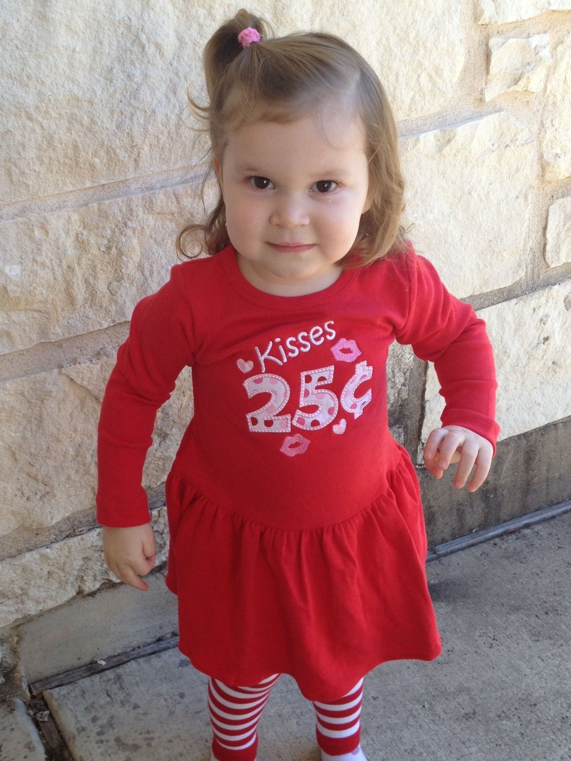 Valentines Dress Kisses 25 Cents Appliquéd Knit Dress