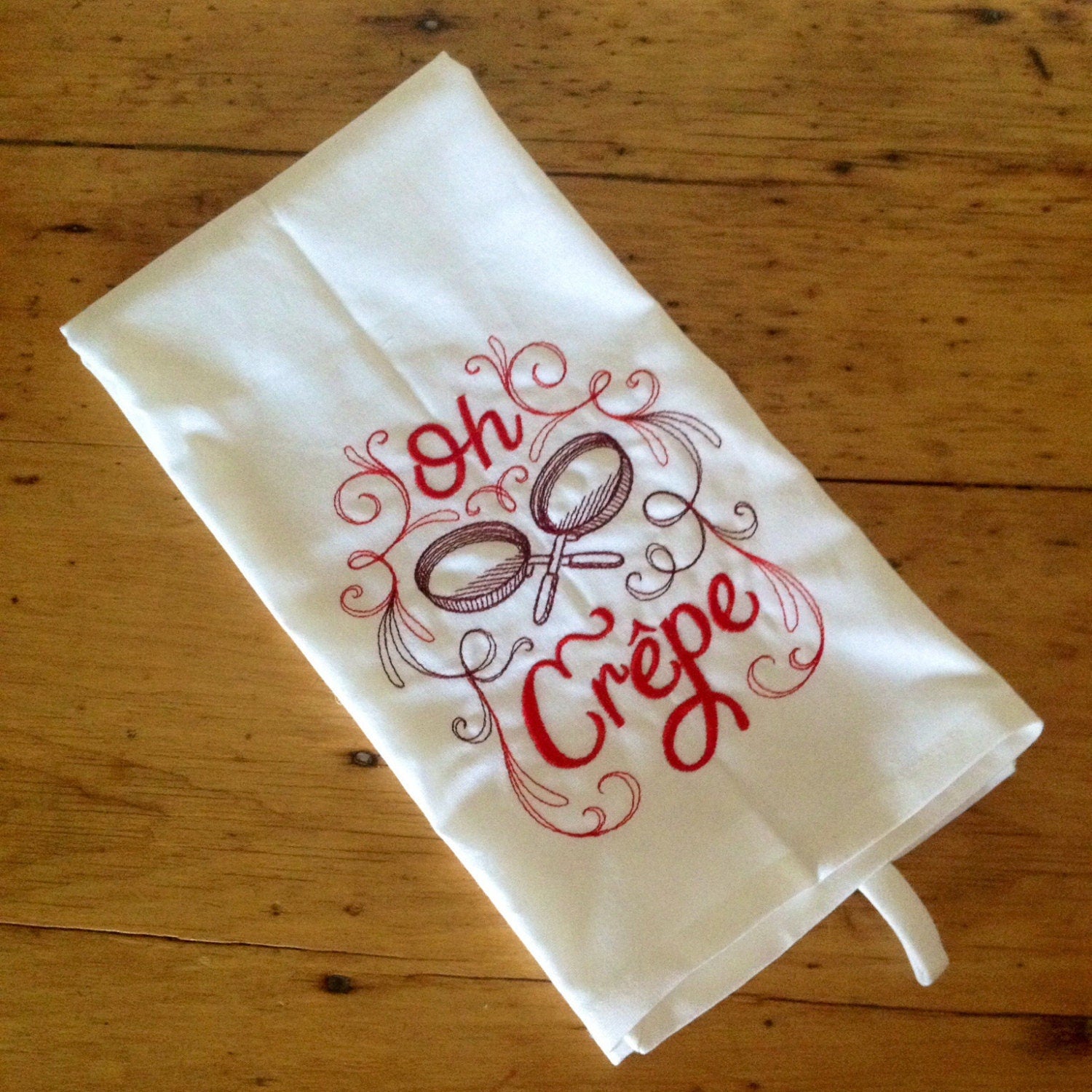 Oh Crepe Embroidered Tea Towel Kitchen Towel