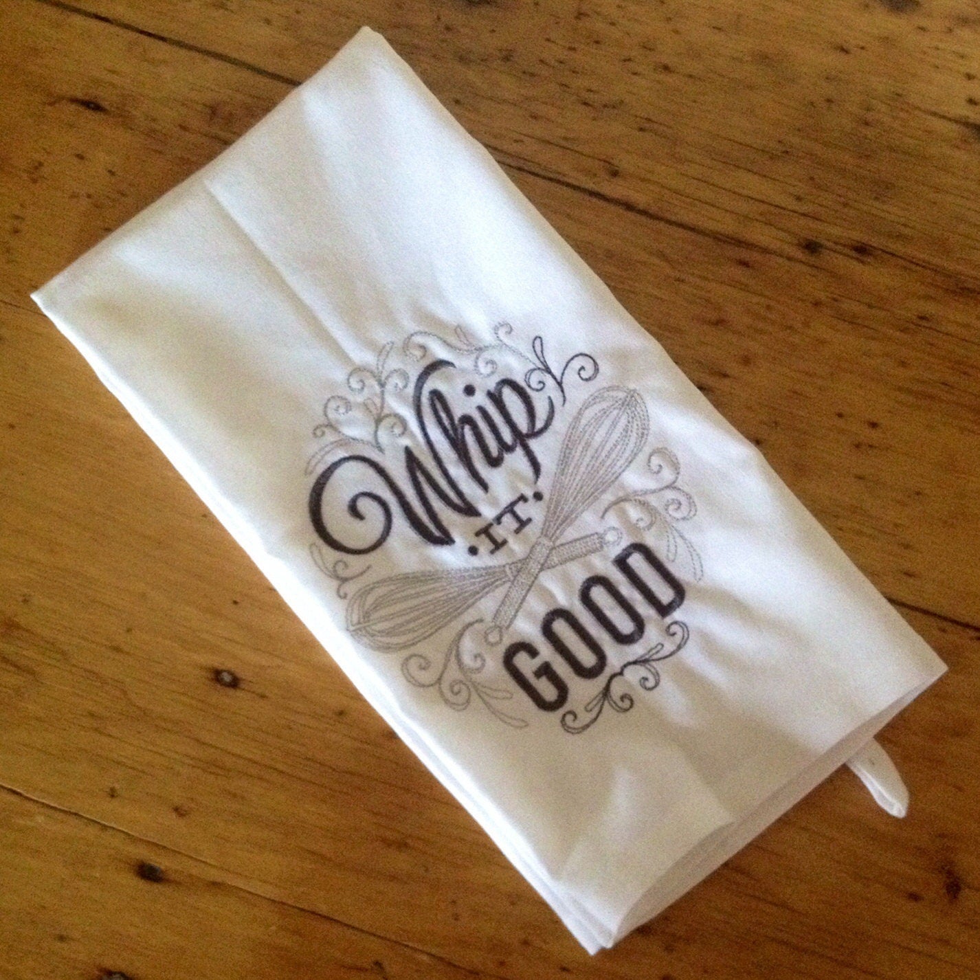 Whip It Good Embroidered Tea Towel Kitchen Towel