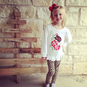 Funky Christmas Stocking Personalized Christmas Appliqued Tee, Girls Christmas Tshirt, Girls Christmas Stocking Tshirt