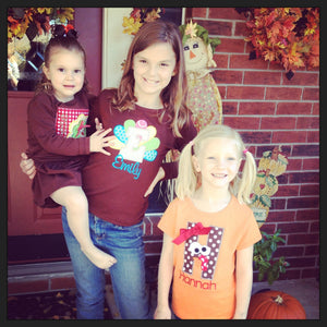 Turkey Frame Personalized Appliquéd Knit Dress, Girls Thanksgiving Dress, Girls Turkey Dress